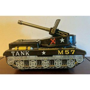 Vintage 1950's  Yonezawa  M-57 U.S.A. Toy Tin Litho Tank Battery Operated